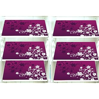 FACTCORE Pvc Refrigerator Drawer Mat/Fridge Mat Set of 6 Piece (11.5 X 17.5 Inches) (Wine Flower)