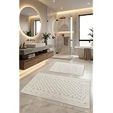 Kapadokya Yumuşacık, S&uuml;per Emici 2'li 100% Pamuk Ultra L&uuml;ks Banyo Paspası Seti, Ekru
