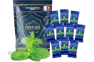 FREN-SHI Frenshi - DoyPack 1 KG - Menthe/Mint - Goût Chicha (Sans Ta.b-ac, Sans Ni.cot-ine) Saveur shisha, Arome hookah. Made in France
