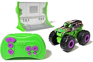 Monster Jam, Monster Truck z pilotem zdalnego sterowania w skali 1:64, zawiera rampę, samochody RC zabawki dla dzieci dla chłopców i dziewcząt w wieku od 4 lat