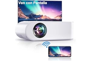 Proyector WiFi, YABER Mini Proyector Portatil 8500 Lúmenes 1080P Full HD [Pantalla de Proyector Incluida], Cine en Casa Proyector 200" Duplicar Pantalla para Android/iOS/Fire TV Stick/HDMI/USB