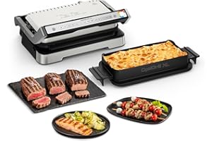 ‎TEFAL Tefal OptiGrill 4in1 XL Kontaktgrill mit Backschale, Aufklappbar, Tischgrill, 12 Programme, Garstufenanzeige, Elektrogrill, Backofen, GC784D10