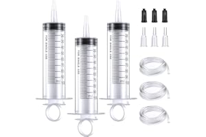 JOYSKY 3 sztuki strzykawek 100 ml, duże strzykawki z wężem, do laboratoriów naukowych, bez igły do napełniania i pomiaru oleju, aplikator kleju do płynów, karmienia zwierząt domowych, laboratoriów naukowych