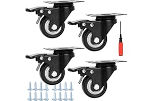 YOOGAA 50 mm Caster Wheels Set of 4 Heavy Duty Casters with Brake No Noise Locking Swivel Plate Castors Non Marking Black Castor Wheels for Cart Furniture Workbench