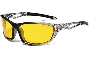 Long Keeper Occhiali da Guida per Uomo Donna Occhiali Lente Gialla per la Visione Notturna Antiriflesso Occhiali Guida Notturna Moda per Guida Corsa Sport