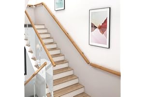 DAWSELOD Pasamanos Para Escaleras, Pasamanos Para Escaleras Interiores De Madera, Barandillas De Seguridad Para Ancianos Y Niños, Antideslizantes, Con Soportes Metálicos, Redondos, Semicirculares (Color : Woo