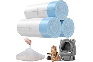 Amicura Cura X1 Selbstreinigende Katzentoilette Müllbeutel, 3 Rollen 60 Stück HDPE Auslaufsicher Geruchsneutral, Reißfest mit Zugbändern, Kompatibel mit Cura X1