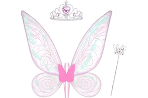 JGT Ali da Fata per Ragazze e Adulti, Carnevale Ali da Farfalla per Fata Angelo Principessa, Ali da Costume per Halloween, Compleanno, palcoscenico fatato Feste a Tema (Rosa)