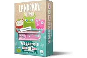 Landpark Bio-Wassereis 10x 40 ml - Unser Wassereis enthält kaum Zucker - 100% Bio Qualität - 3 Geschmacksrichtungen (4x Erdbeere, 4x Himbeere, 2x Apfel) - Das perfekte Eis für den Sommer