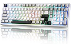 YUNZII AL98 1800 Aluminum Wireless Mechanical Keyboard(White, Milk V2) | QMK/VIA, BT/2.4G/USB-C, Hot Swap, Gasket Mount, N-Key Rollover, RGB Backlit, for Gaming, Win/Mac