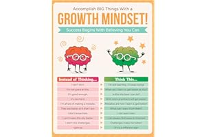 HoneyKICK Growth Mindset Klassenzimmer-Poster – 30,5 x 40,6 cm, pädagogisches Poster für Klassenzimmer-Dekoration, Pinnwände – inspirieren und motivieren Sie junge Schüler