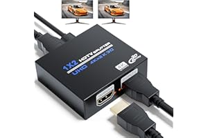 BolAAzuL Splitter HDMI 1 Entrée 2 Sorties Switch HDMI 1x2 4K Répartiteur HDMI 1 in 2 Out pour Deux Ecrans Plug & Play Adaptateur Miroir pour TV, Jeux, PS3/PS4, Lecteur Blu-Ray Fire Stick