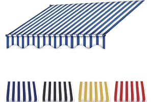 CYXOZ Ersatz Für Einziehbare Klemmmarkise, Sonnenschutzdach Für Einziehbare Markisen,Langlebiger Markisenstoff, Wasserdichter Mehrzweck-Markisenschutz, Markisen Ersatzteile-Blue+White||2m