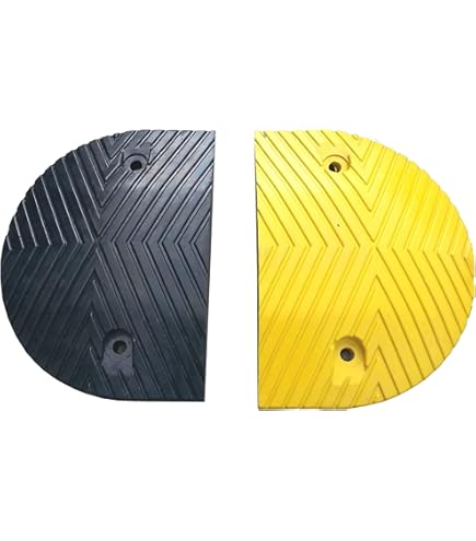 Rallentatori Stradali In Gomma - Coppia 50x25x3.5 Cm Nero/Giallo Per Traffico