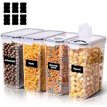 ComSaf Cornflakes Behälter 4 L 4er Set, Vorratsdosen mit Deckel luftdicht