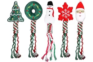 Ajuanbazha 5 Stück Weihnachten Hundespielzeug, Kauspielzeug für Kleine und Mittlere Hunde, Weihnachten Baumwollseil Hunde Kauspielzeug, Dog Toys Geeignet Als Quietschendes Geschenke