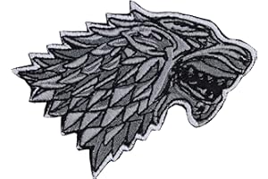 EXPRESS-STICKEREI Écusson Thermocollant "Loup" - Patch pour les fans de séries | Patch House of Stark à coudre/à repasser | pour les fans de Game of Thrones | Applique pour tous les tissus | 90x65mm