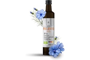 OELESTO® BIO LEINSAMENÖL [500 ml] kaltgepresst - edles reines Leinsamenöl - Dips, Salatdressings - Salatöl - Reich an Omega-3-Fettsäuren - Leinöl Bio
