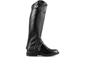 HORZE Polainas de Cuero para Niños, Negro, 10