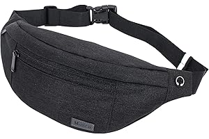 MOBICO Large Crossbody Bum Bag Belt Bag for Men and Women Waist Bag Outdoor Large Mobile Phone Case Sports Waterproof Running Belt Shoulder Bag Money Belt for Camping Hiking Fitness Bicycle Gifts, Black,