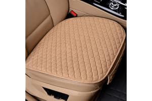 IXITON Confortevole lino anteriore e posteriore sedile auto copre cuscini universali antiscivolo auto interni Driver Seat Pad Mat universale adatta per il veicolo(1pz. cuscino sedile anteriore, beige)