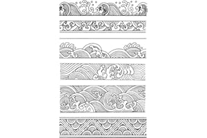arriettycraft Vintage Retro Style Ocean Waves Clear Stamps Borders Rubber Stamps Seal for Card Making Journaling scrapbooking photo album paper crafting decoration