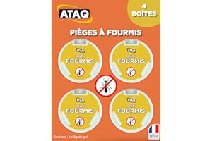 ATAQ - Lot de 4 Boîtes Appât 10g Gel Anti Fourmis Puissant - Insecticide - Éradicateur Efficace - fourmilière - Élimine les Fourmis – Formule professionnelle - résultat rapide - barrage aux insectes