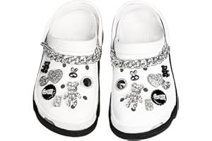 Yomaido Crocs Bling Charms 16-24 Pcs, Crystal Diamond Rhiniestone Clog Sandals for Shoes DIY Decoration Accessories with Flower Pearl and Bracelet Wristbands for Girls, Women