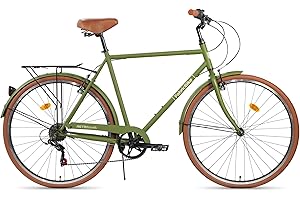 FabricBike Southken - Bicicletta da città da 28 pollici, bicicletta da città classica, bicicletta con cestino, sella confortevole, cambio a 7 velocità