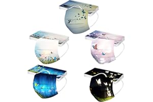 QinMMSPORTS 50 Stück Erwachsene Mundschutz 3D Druck Cartoon Motiv Mund und Nasenschutz Halstuch Einweg Bunt 3-lagig Einmal MNS Mund-Tuch Staubdicht Atmungsaktiv Tücher Bandana Schals Unisex