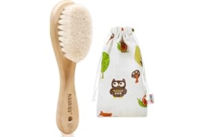 Haakaa Spazzola per Bambini, Spazzola Neonati, Spazzola per Capelli per Neonati, con Morbide Setole Naturali, Impugnatura Di Legno Antiscivolo
