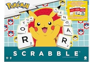 Mattel Games - Juego de mesa Scrabble Pokémon The Crossword con 50 desafíos de personajes Pokémon, tablero de juego de doble cara con dos modos de juego, versión italiana, más de 8 años, HXT30