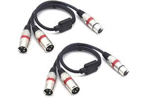 SiYear Balanced XLR Splitter Cable - Female to Dual Male 3 Pin Patch Y Cable Microphone Splitter Cord Audio Adapter (50CM-2PACK)