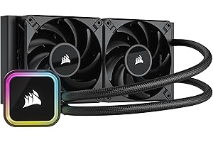 Corsair iCUE H100i RGB ELITE Refroidisseur Liquide pour Processeur (16 Voyants LED RGB, Ventilateurs AF ELITE FDB de 120 mm, Radiateur de 240 mm, Sockets LGA 1700, 1200, 115X, 2066 et AM4) Noir