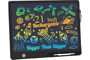 KINAYUE Tableta Escritura LCD 21 Pulgadas Recargable,Pizarra Magica Infantil Portátil Borrable para Escribir, Dibujar y Hacer Listas de Memoria Colores Tableta Dibujo Niños Educativo Juguetes Regalos Negro
