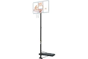 Silver Valley Pro Court Free Standing Height Adjustable Portable Basketball Hoop System with 44" Deluxe Transparent Polycarbonate Shatter Proof Backboard Regulation Height with Spring Built Slam Rim