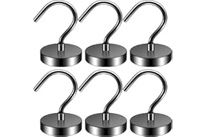 FINDMAG 6Pack Black Strong Magnetic Hooks, 60lbs+Heavy Duty Magnets with Hooks for Cruise Ship Walls,Magnetic Kooks Heavy Duty for Cruise Cabins,Hanging,Grill,Tool,Kitchen