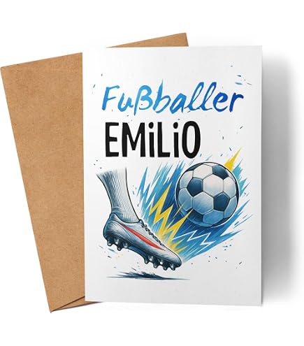 Personalisiert Fußball-Karte Mit Namen – Individuelle Geburtstagskarte Für Fußball-Fans, Jungs, Männer & Kinder