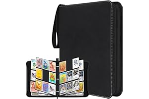 WISYOK Duży Album na Karty Kolekcjonerskie, 900 Kart z 50 Stronami, Segregator z Wodoodpornego Zamszu, Przenośny Segregator na Karty Kolekcjonerskie na Karty Piłkarskie, Fotokardy (Czarny)