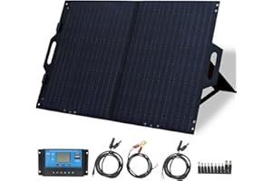 XINPUGUANG 100W 12V kit de panel solar, 2 unidades 50W Placa solar, módulo plegable cargador portátil, 10 A controlador de cable fotovoltaico para central, barco, coche, batería 12V (Negro Oscuro)