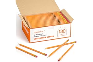 ‎SHUTTLE ART Shuttle Art HB Pencils, Pack of 180 Pre-Sharpened Yellow Pencils with Eraser, Graphite Pencils in Bulk Packaging, Pencil Set for Children and Adults for Writing, Drawing and Sketching