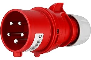 REV CEE Phase Inverter 400 V 32 A 5-Pin 3Ph+N+PE Waterproof IP44 Red