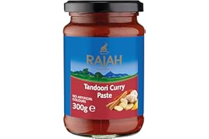 Rajah Tandoori Currypaste – Leicht scharfe Gewürzpaste für authentische Curry-Gerichte – Ideal zum Würzen von Fleisch, Fisch oder Gemüse – 1 x 300 g