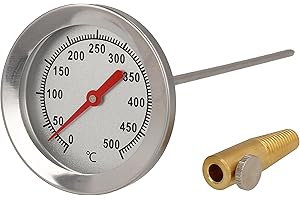 Lantelme, termometro analogico e bimetallico, fino a 500°, per forno, forno per pizza, grill, affumicatore, tandoori. Diametro 62 mm, lunghezza 15 cm