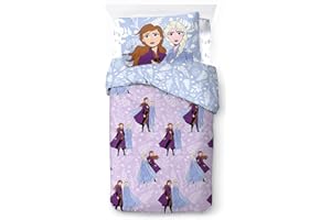 Jay Franco Disney Frozen Magical Nature 100% Cotone Set di Biancheria da Letto 3 Pezzi 135 x 200 cm Misura Letto Singolo - Copripiumino + Lenzuolo con Angoli 90 x 200 cm + Federa 50 x 70 cm