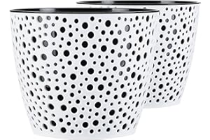 ‎TYMAR Tymar Blumentopf, 2er-Pack, Übertopf aus Kunststoff, Moderne, Runde Form, Pflanztopf für Innen,Pflanzgefäß, Pflanzkübel, 6 Größen, 5 Farben, VE01 (ø 11cm, Schwarz)