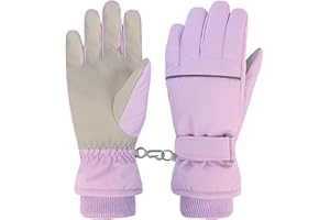 QKURT Guantes de Esquí para Niños, Guantes de Nieve Impermeables, Manoplas al Aire Libre a Prueba de Viento, Guantes de Patinaje de Snowboard para Trineo de Invierno para Niños y Niñas de 4 a 15 Años