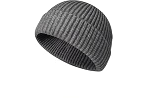 WIOKLWE Beanie Hat Men - Fisherman Beanie Trawler Beanie Knitted Cuffed Winter Warm Hat Skullcap Gifts for Men UK