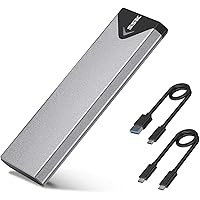 SSK M.2 aluminium NVMe SSD-kabinett adapter, USB 3.1/3.2 Gen 2 (10 Gbps) till NVME PCI-E M-nyckel, extern SSD-sats (endast lä
