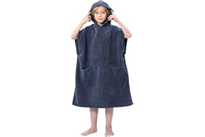 TOMEEK Hooded Towel for Kids Microfibre Kids Surf Poncho Towels Changing Robe Towel with Pocket Boys Girls Beach Poncho for Swimming,Surfing